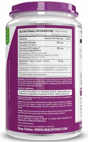 HealthyHey Boswellia & Curcumin Capsules 60 – Curcuma longa