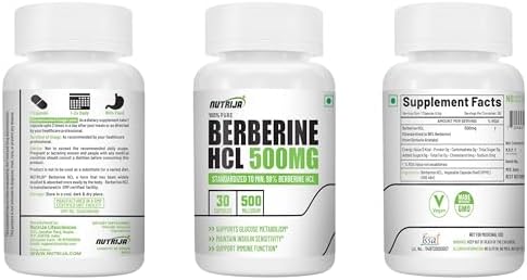 NutriJa Berberine HCL 98% Purified 500mg Capsules 30 – Ayurvedic Herb