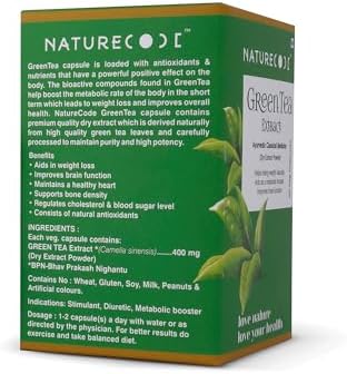 Nature Code Green Tea Extract 60 Veg 400mg Capsules 60 – Camellia sinensis