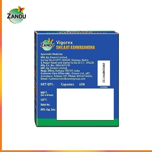 Zandu Vigorex Shilajit + Ashwagandha Capsules – Withania somnifera