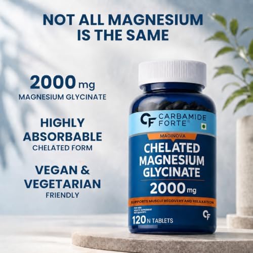 Carbamide Forte Magnesium Glycinate 120 Veg 2000mg Tablets – Vegetarian Mineral
