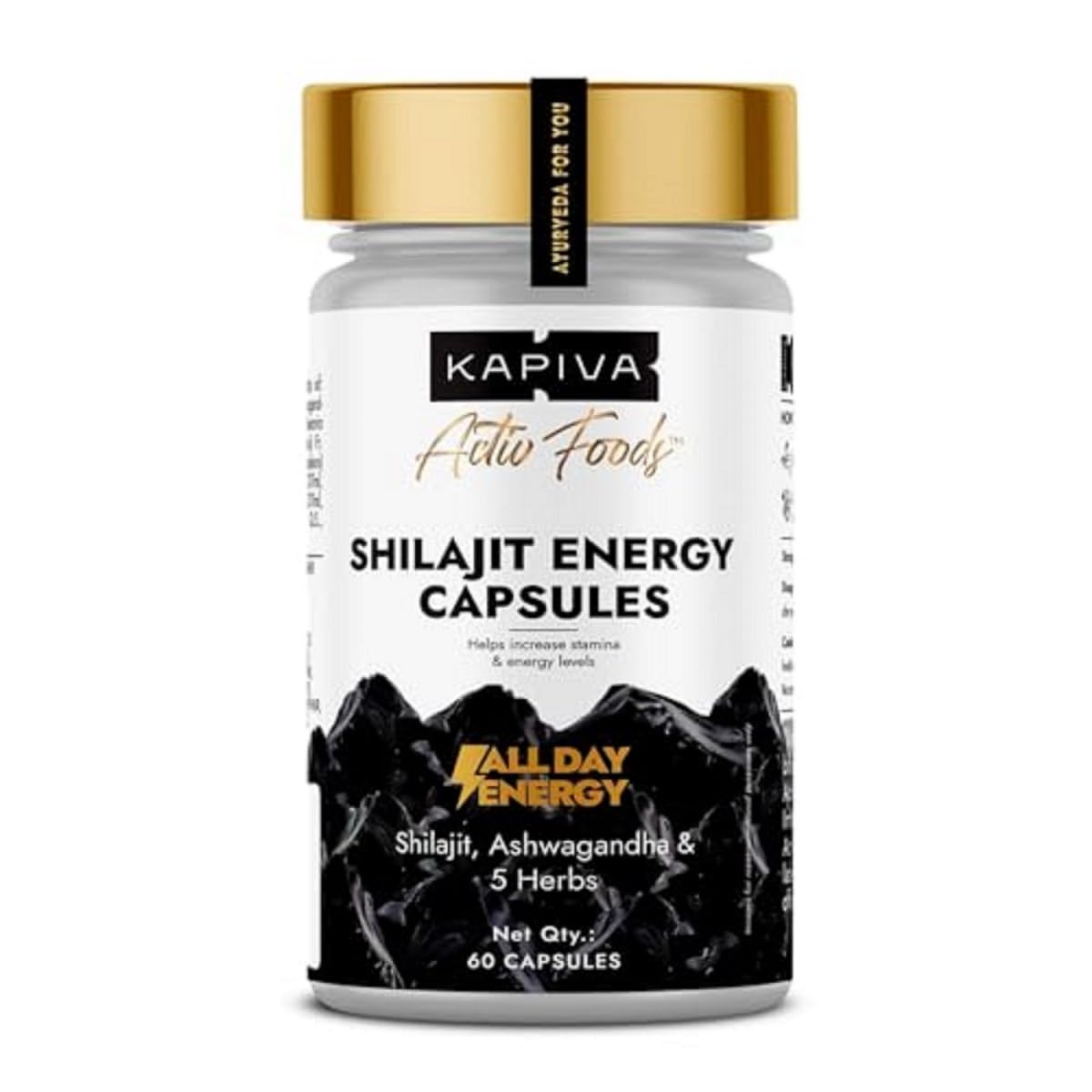 Kapiva Shilajit Energy Capsules with Ashwagandha Capsules 60 – Withania somnifera