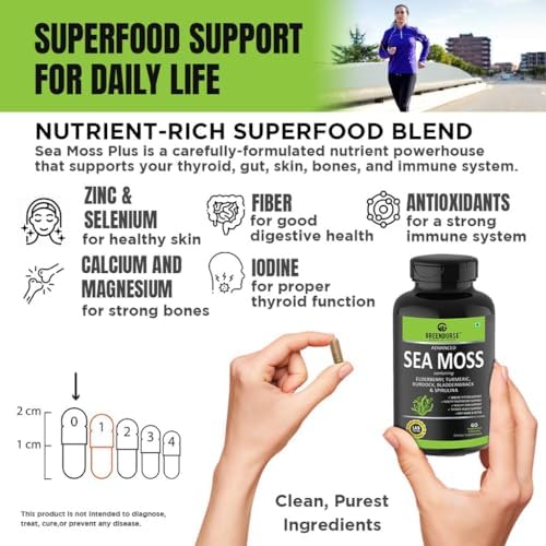 Greendorse Irish Sea Moss 7-in-1 with Spirulina & Bladderwrack Capsules – Ayurvedic Herb