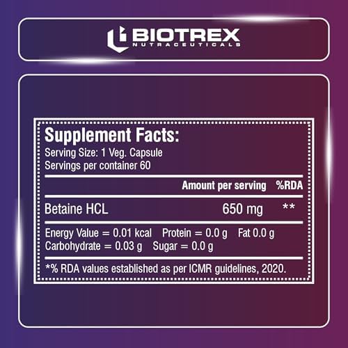 Biotrex Betaine HCL with Pepsin 650mg Capsules 60 – Ayurvedic Herb