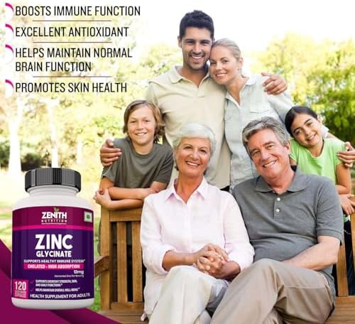 Zenith Nutrition Chelated Zinc Glycinate 12mg Capsules 120 – Vegetarian Mineral