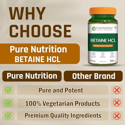 Pure Nutrition Betaine HCL 650mg Capsules 60 – Betaine hydrochloride