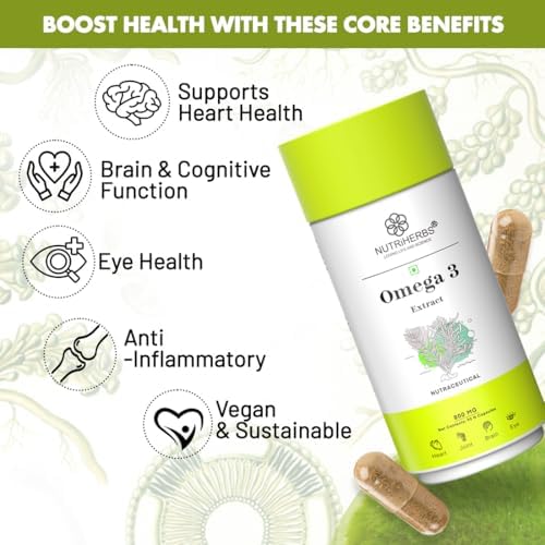 Nutriherbs Omega-3 Plant-Based DHA & EPA 800mg Capsules – Ayurvedic Herb