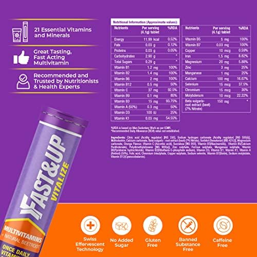 Fast&Up Vitalize Multivitamin 60 Effervescent Tablets – Vitamin Supplement