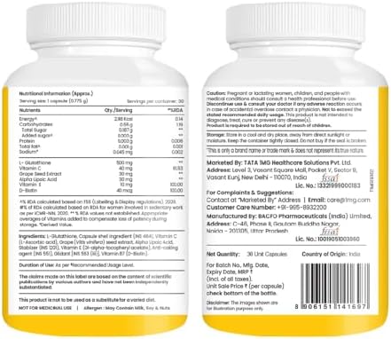 Tata 1mg Glutathione Advanced with Vitamin C, E & Biotin Tablets 30 – Vitamin Supplement