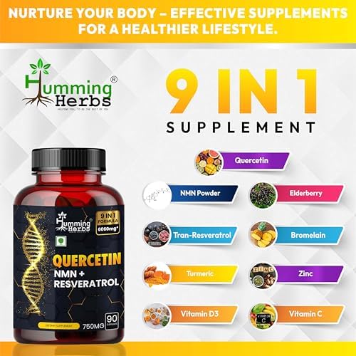 Humming Herbs Quercetin, NMN & Resveratrol Complex Capsules 90 – Ayurvedic Herb