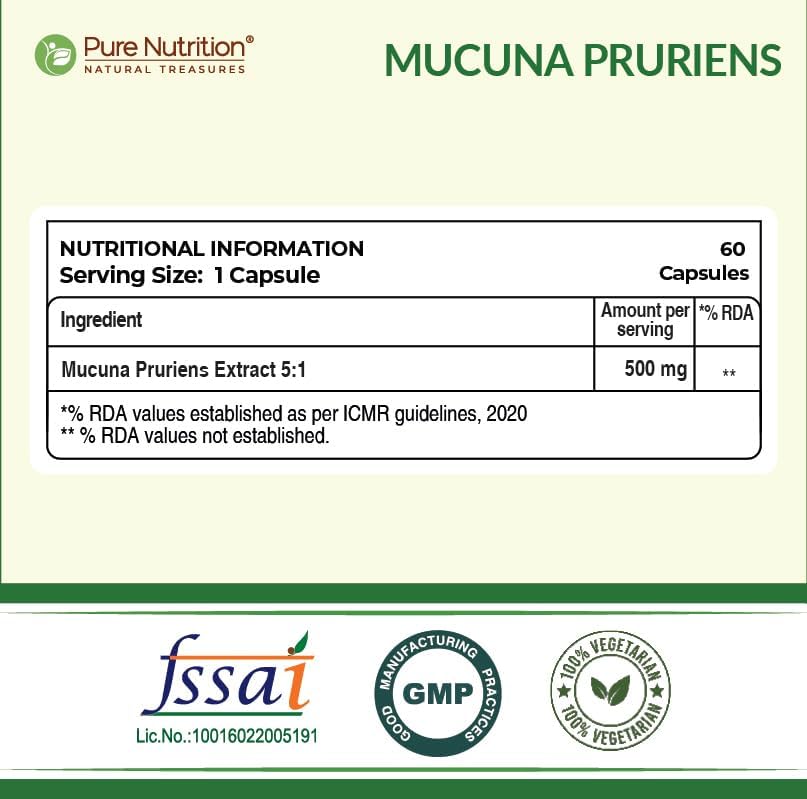 Pure Nutrition Kaunch Beej 500mg Capsules – Mucuna pruriens