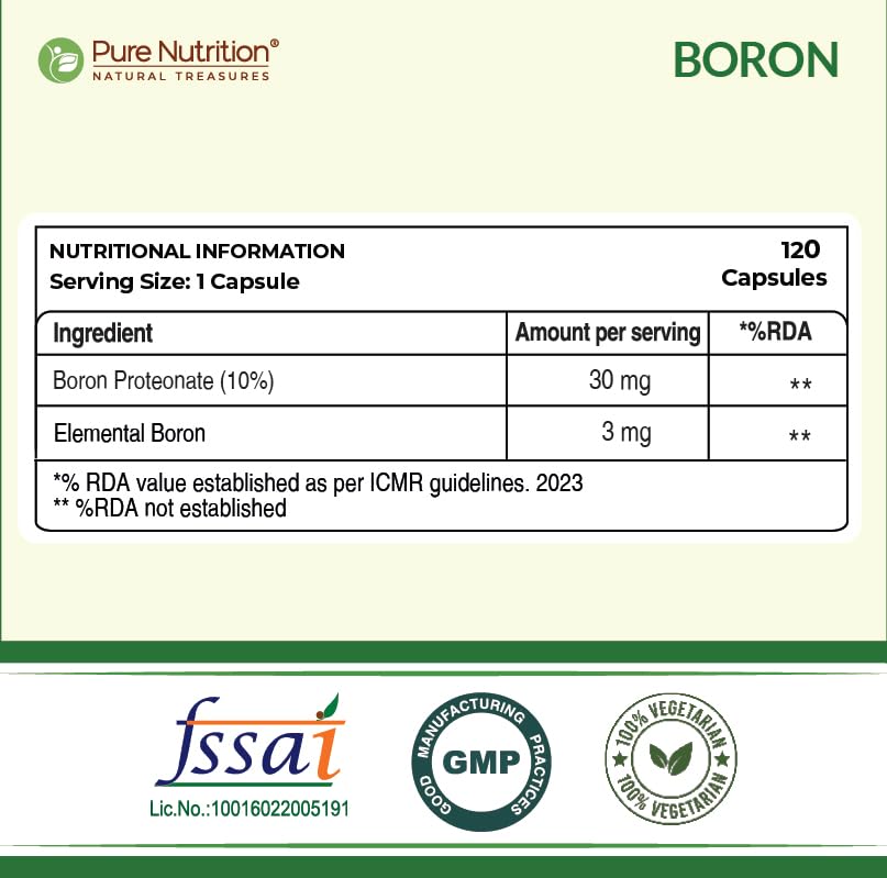 Pure Nutrition Boron 3mg 120 Capsules – Vegetarian Trace Mineral