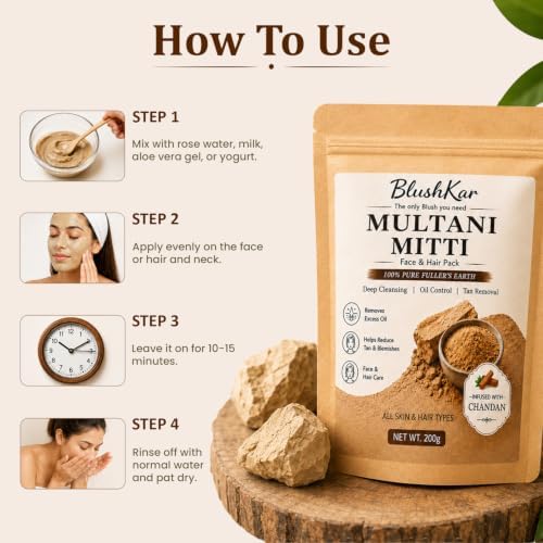BlushKar Multani Mitti Powder 200g – Natural Skincare