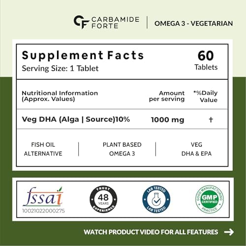 Carbamide Forte Veg Omega 3 Algal DHA 1000mg Capsules 60 – Ayurvedic Herb