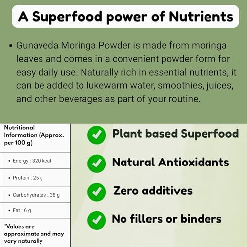 Gunaveda Moringa Powder 100% Pure Powder 200g – Moringa oleifera