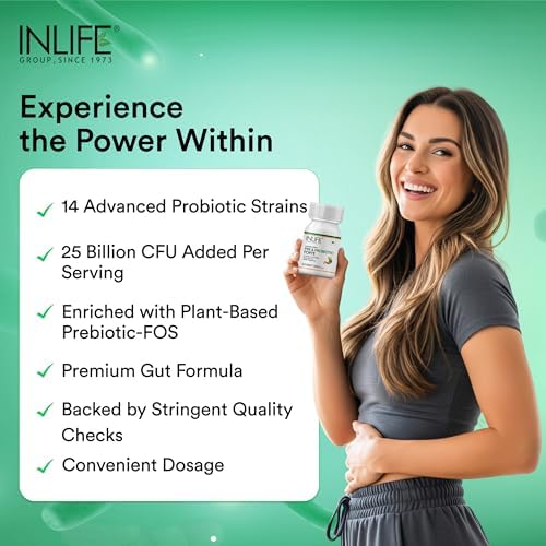 INLIFE Probiotics Forte CFU, 14 Strains — 60 Veg 25Billion Capsules 60 – Ayurvedic Herb