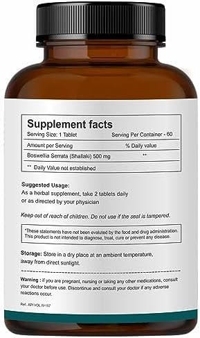 Herb Essential Boswellia Shallaki 500mg Tablets 60 – Boswellia serrata