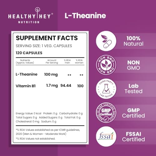 HealthyHey L-Theanine Capsules 120 – Amino Acid