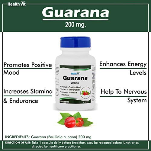 Healthvit Guarana 200mg Capsules 60 – Paullinia cupana