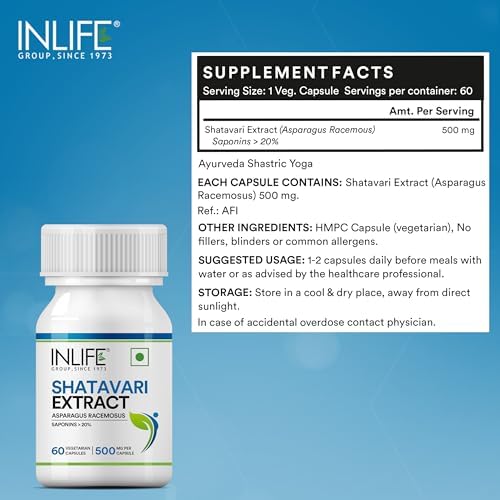 InLife Shatavari Extract 500mg Capsules 60 – Asparagus Racemosus