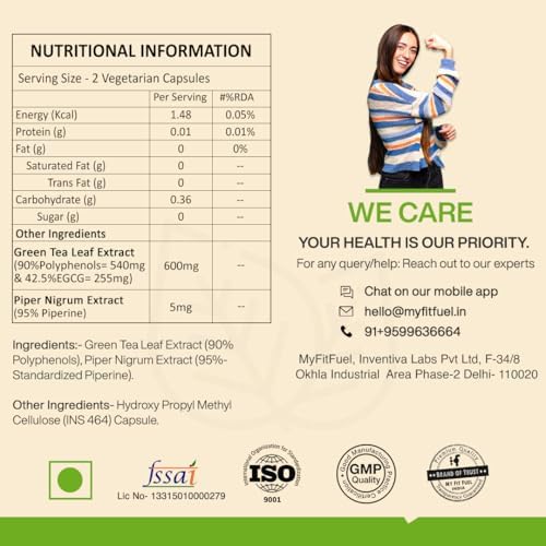 MyFitFuel Green Tea Extract with Piperine Capsules – Camellia sinensis