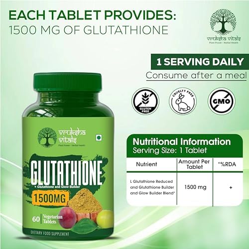 Vruksha Vitals Glutathione with Vitamin C & Biotin Tablets 60 – Vitamin Supplement