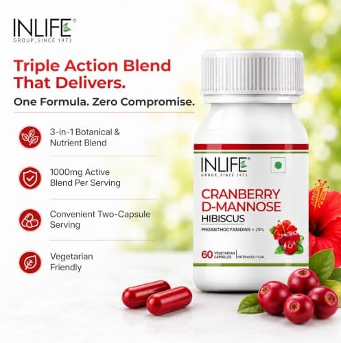 INLIFE Cranberry with D-Mannose & Hibiscus Capsules 60 – Ayurvedic Herb