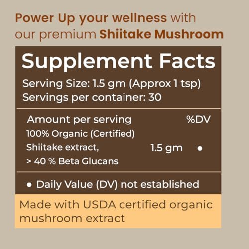 Rooted Actives Shiitake Mushroom Powder 45g – Lentinula edodes