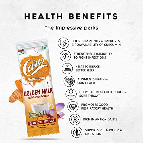 CARE Golden Milk Turmeric Latte with Saffron Sachets 18 – Curcuma longa