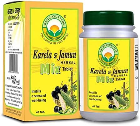 Basic Ayurveda Karela & Jamun Herbal Mix Tablets 40 – Momordica charantia