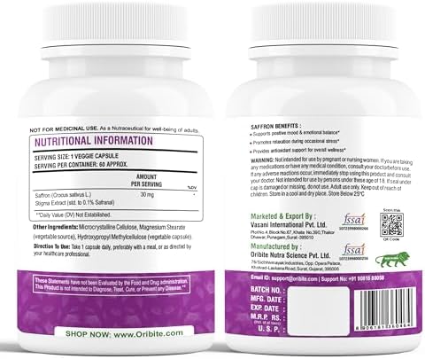 OriBite Saffron Capsules 60 – Crocus sativus