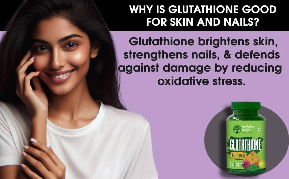 Vruksha Vitals Glutathione with Vitamin C & Biotin Tablets 60 – Vitamin Supplement