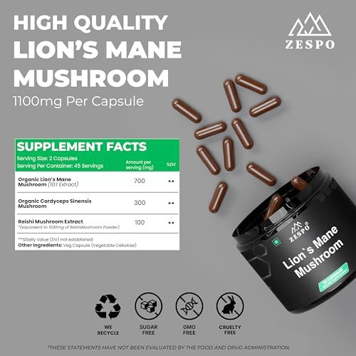 Zespo Lion's Mane + Cordyceps + Reishi Mushroom Complex Capsules – Hericium erinaceus