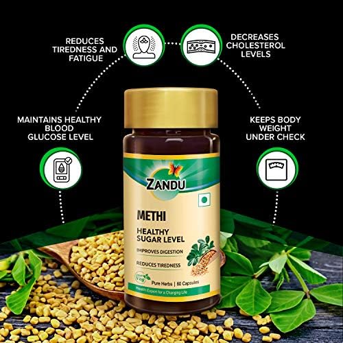 Zandu Methi Fenugreek for Metabolic Wellness Capsules 60 – Trigonella foenum-graecum
