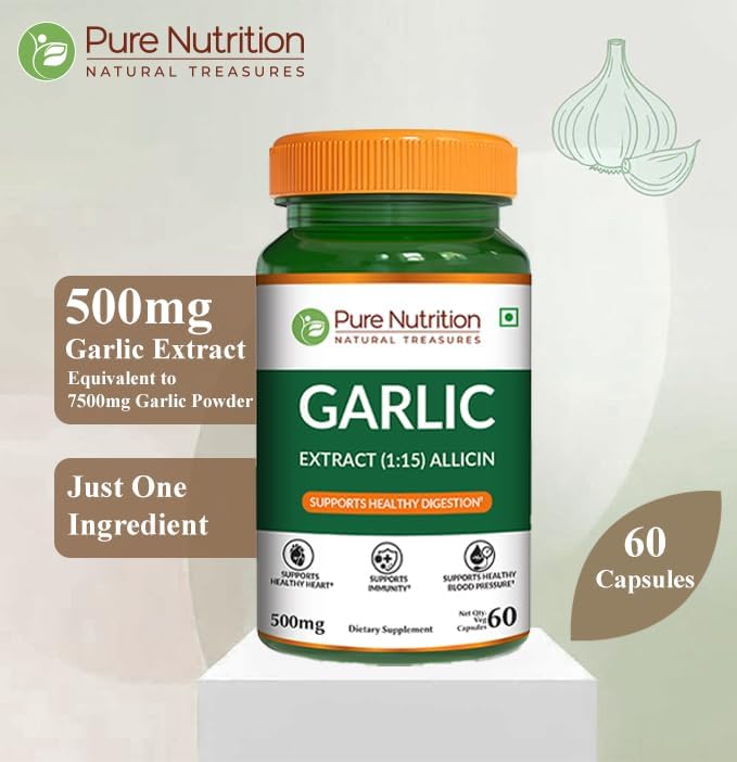 Pure Nutrition Garlic Extract 500mg Capsules 60 – Allium sativum