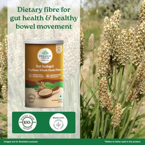 Organic India Sat Isabgol Psyllium Husk Capsules 100g – Plantago ovata
