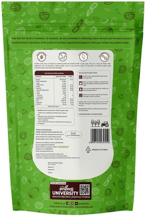 Neuherbs Raw Pumpkin Seeds Capsules 200g – Cucurbita pepo