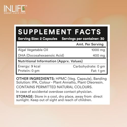 INLIFE Omega-3 Algal DHA 400mg Capsules 60 – Ayurvedic Herb