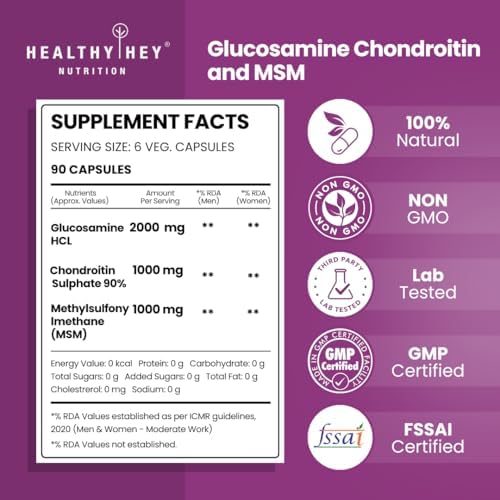 HealthyHey Nutrition Glucosamine Chondroitin Capsules – Ayurvedic Herb
