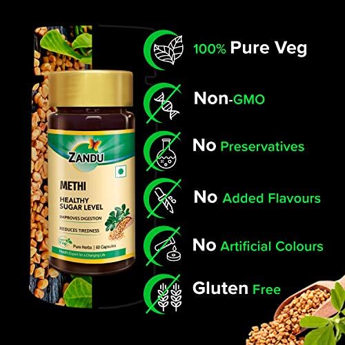 Zandu Methi Fenugreek for Metabolic Wellness Capsules 60 – Trigonella foenum-graecum