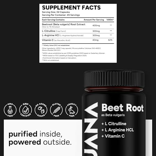 UJANA Beetroot with L-Citrulline, L-Arginine & Vitamin C Capsules – Beta vulgaris