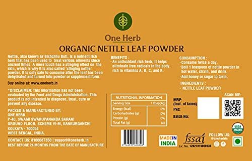 One Herb Organic Nettle Leaf Powder 75g – Urtica dioica