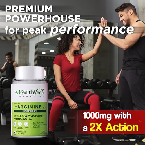 Health Veda L-Arginine with Chromium 1000mg Capsules 60 – Vegetarian Mineral