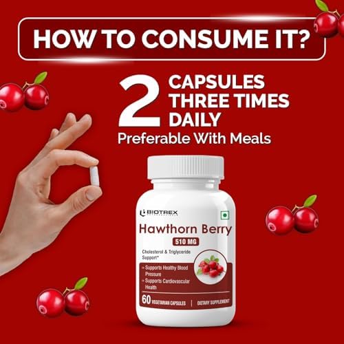 Biotrex Hawthorn Berry 510mg Capsules 60 – Ayurvedic Herb