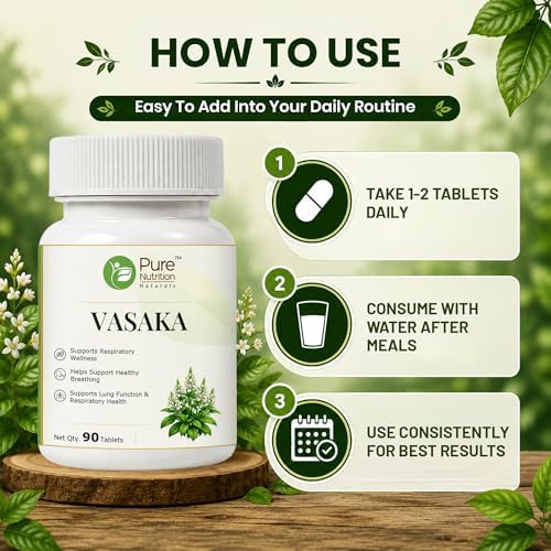 Pure Nutrition Vasaka Tablets 90 – Adhatoda Vasica Ayurvedic Herb