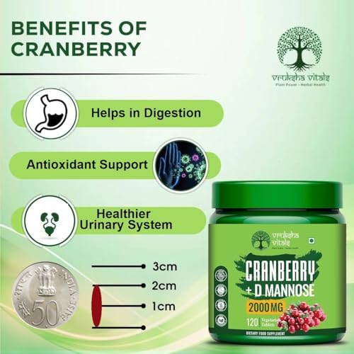 Vruksha Vitals Cranberry & D-Mannose Tablets 120 – Ayurvedic Herb