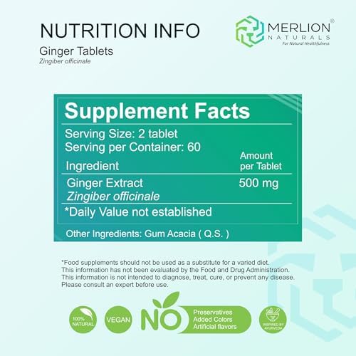 Merlion Naturals Ginger 500mg Tablets 120 – Zingiber officinale