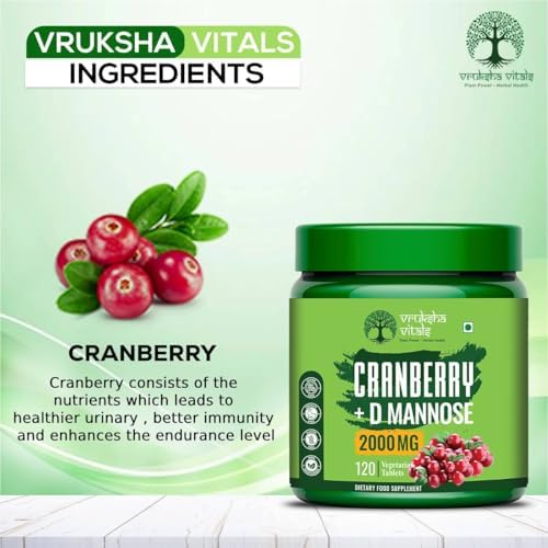Vruksha Vitals Cranberry & D-Mannose Tablets 120 – Ayurvedic Herb