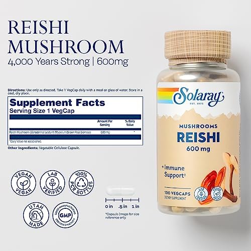Solaray Reishi Mushroom 600mg Capsules 100 – Ganoderma lucidum