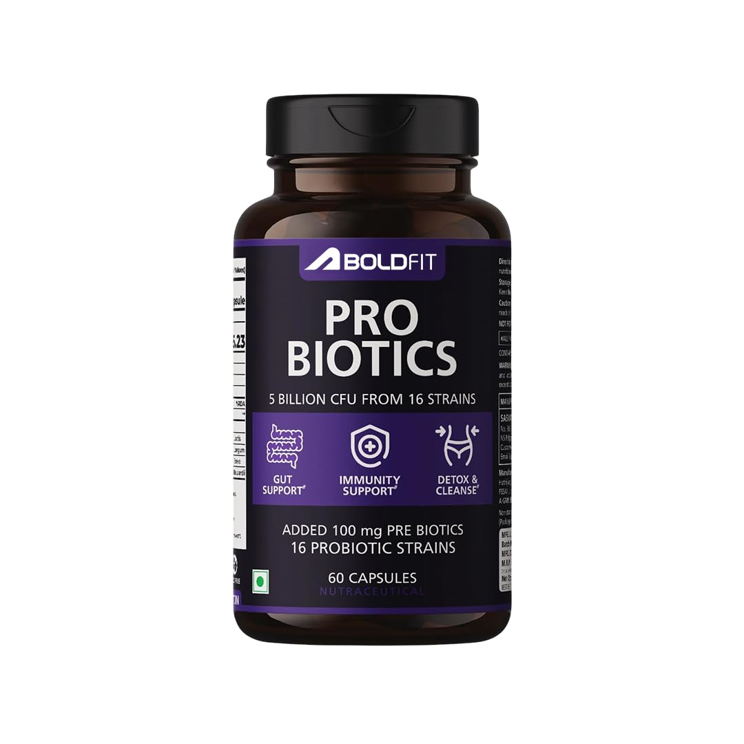 Boldfit Probiotics CFU, 16 Strains 60 Veg 30Billion Capsules 60 – Ayurvedic Herb